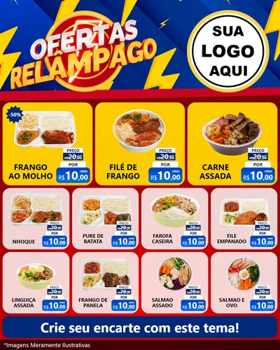 Modelo de Rede Social para Feed Instagram com o tema Ofertas Relâmpago para Restaurante