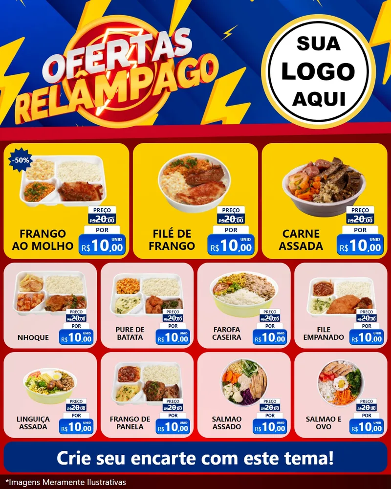 Modelo de Rede Social para Feed Instagram com o tema Ofertas Relâmpago para Restaurante