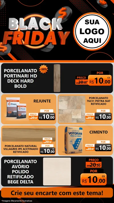 Modelo de TV para TV Vertical com o tema Black Friday para Pisos e revestimentos