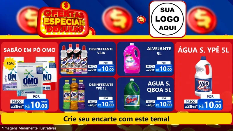 Modelo de TV para TV Horizontal com o tema Ofertas Especiais de Julho para Produtos de Limpeza