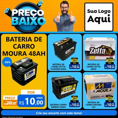 Modelo de Rede Social para Feed Facebook com o tema Preço Baixo para Baterias Elétricas