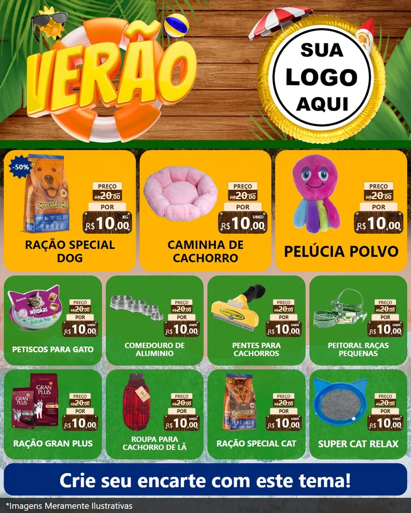 Modelo de Rede Social para Feed Instagram com o tema Verão para Pet Shop