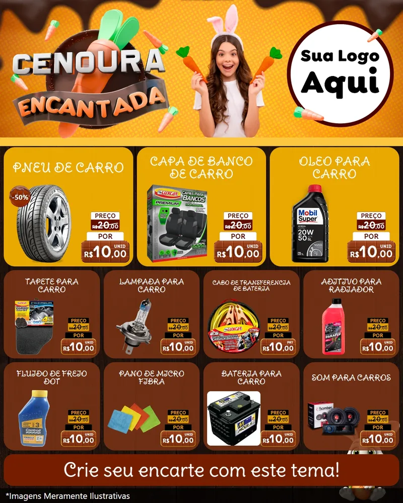 Modelo de Rede Social para Feed Instagram com o tema Cenoura Encantada - Páscoa para Auto peças