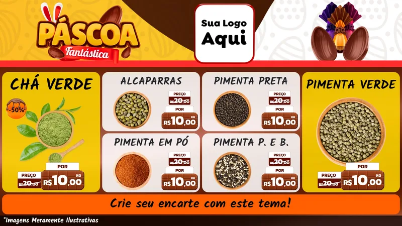 Modelo de TV para TV Horizontal com o tema Páscoa Fantástica para Produtos Naturais