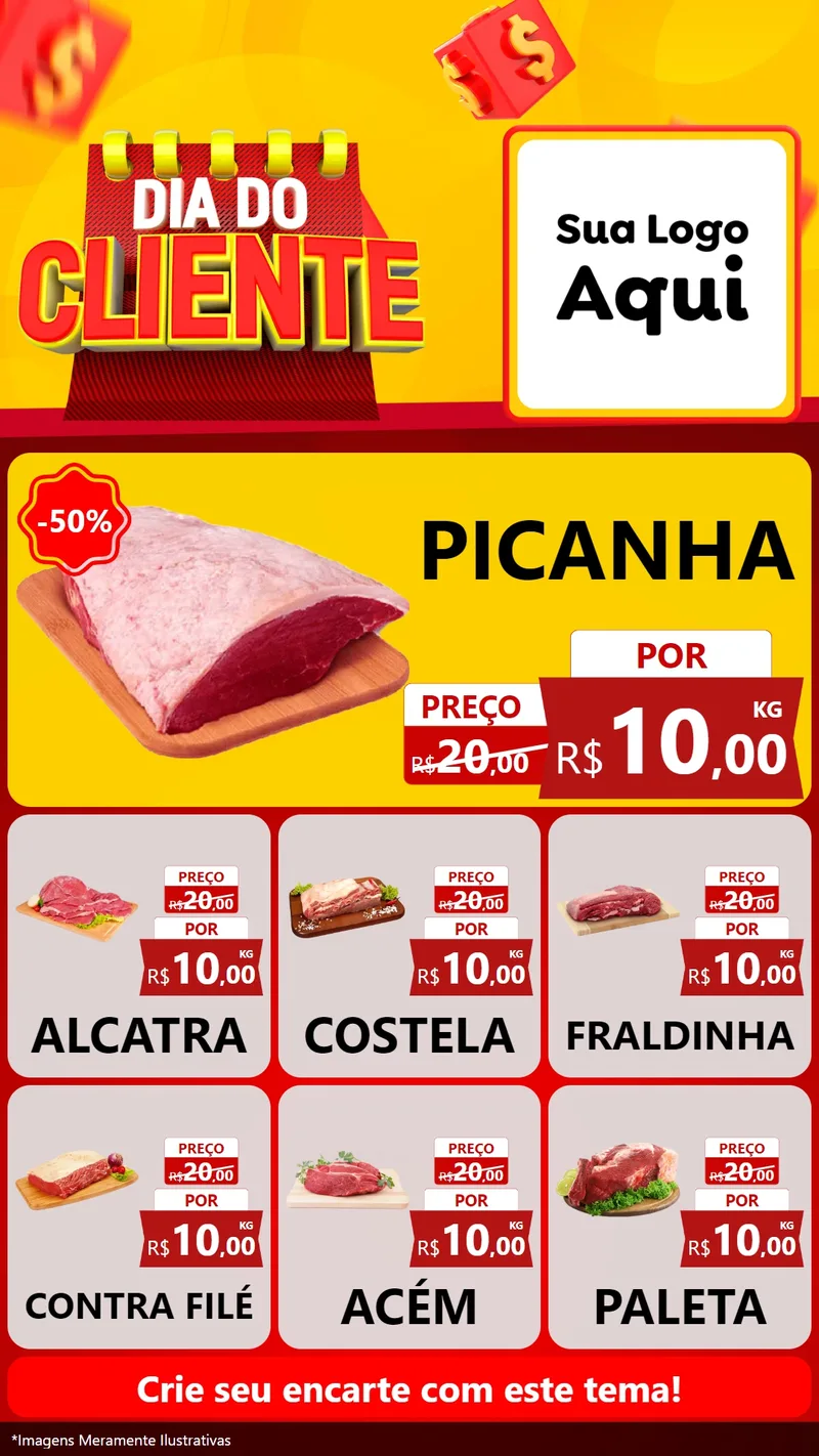 Modelo de Rede Social para Stories com o tema Dia do Cliente para Açougue