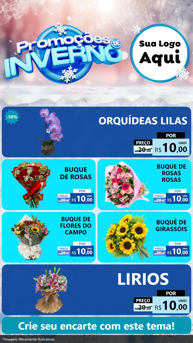 Modelo de TV para TV Vertical com o tema Promoções de Inverno para Floricultura e jardim