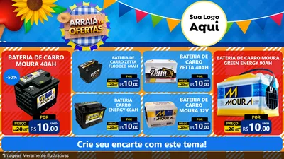 Modelo de TV para TV Horizontal com o tema Arraiá de Ofertas para Baterias Elétricas
