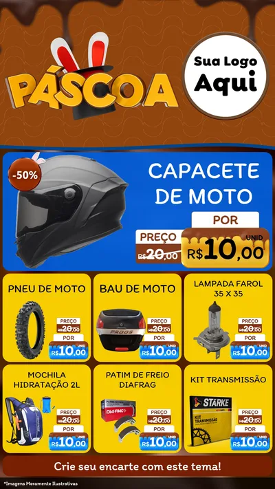 Modelo de Rede Social para Stories com o tema Páscoa para Moto peças