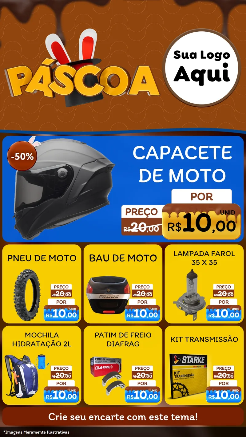 Modelo de Rede Social para Stories com o tema Páscoa para Moto peças