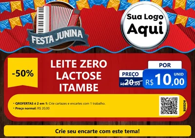Modelo de Cartaz para Cartaz A4 Horizontal com o tema Festa Junina para Frios e Laticínios