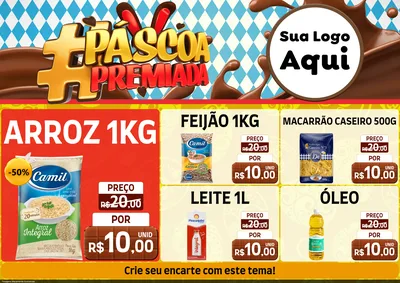 Modelo de Encarte para Encarte A4 Horizontal com o tema Páscoa Premiada para Supermercado
