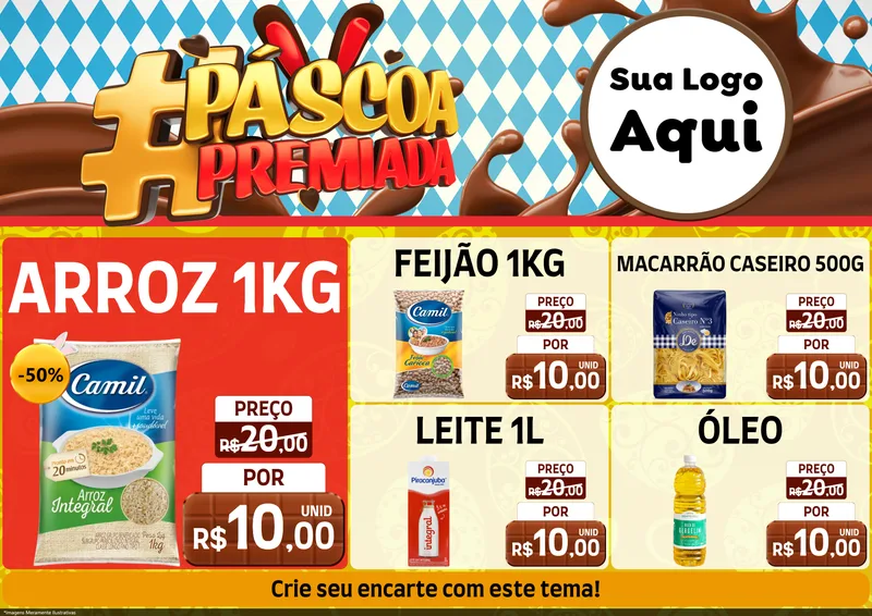 Modelo de Encarte para Encarte A4 Horizontal com o tema Páscoa Premiada para Supermercado