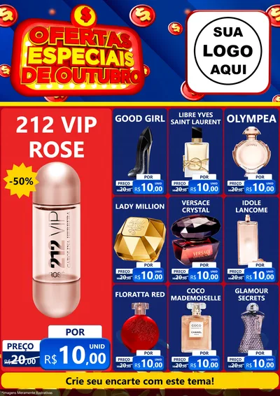 Modelo de Encarte para Encarte A4 Vertical com o tema Ofertas Especiais de Outubro para Perfumes