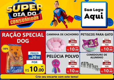 Modelo de Encarte para Encarte A4 Horizontal com o tema Super Dia do Consumidor para Pet Shop