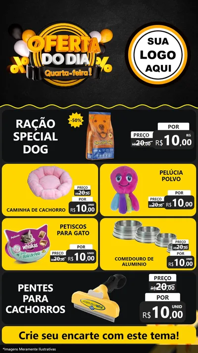 Modelo de TV para TV Vertical com o tema Oferta do Dia - Quarta Feira! para Pet Shop