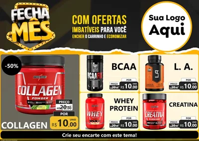 Modelo de Encarte para Encarte A4 Horizontal com o tema Fecha Mês para Suplementos alimentares