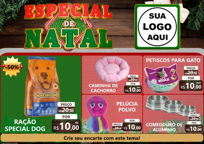 Modelo de Encarte para Encarte A4 Horizontal com o tema Especial de Natal para Pet Shop