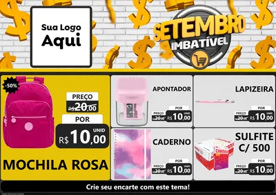 Modelo de Encarte para Encarte A4 Horizontal com o tema Setembro Imbatível para Papelaria