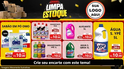 Modelo de TV para TV Horizontal com o tema Operação Limpa Estoque para Produtos de Limpeza