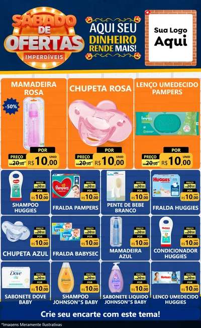 Modelo de Encarte para Encarte Grande com o tema Sábado de Ofertas Imperdíveis para Bebês