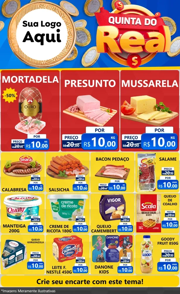 Modelo de Encarte para Encarte Grande com o tema Quinta do Real para Frios e Laticínios