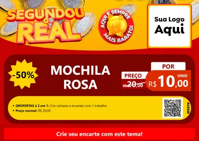 Modelo de Cartaz para Cartaz A4 Horizontal com o tema Segundou do Real para Papelaria
