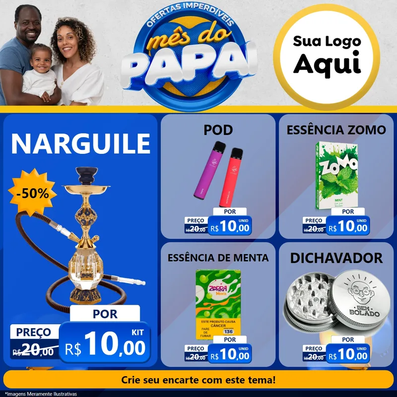 Modelo de Rede Social para Feed Facebook com o tema Ofertas Imperdíveis Mês Do Papai para Tabacaria