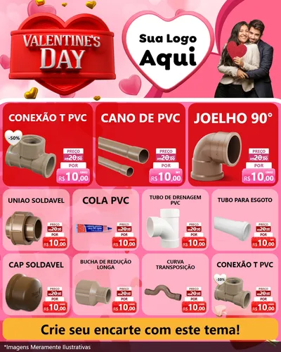 Modelo de Rede Social para Feed Instagram com o tema Valentine's Day para Tubos e conexões