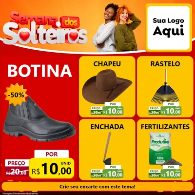 Modelo de Rede Social para Feed Facebook com o tema Semana dos Solteiros para Agropecuária