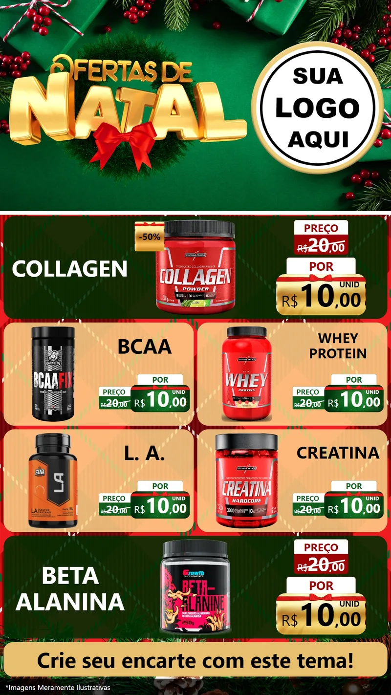 Modelo de TV para TV Vertical com o tema Ofertas de Natal para Suplementos alimentares