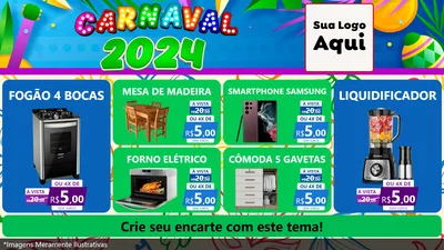 Modelo de TV para TV Horizontal com o tema Carnaval 2027 para Móveis e Eletro