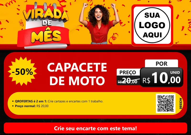 Modelo de Cartaz para Cartaz A4 Horizontal com o tema Virada de Mês para Moto peças