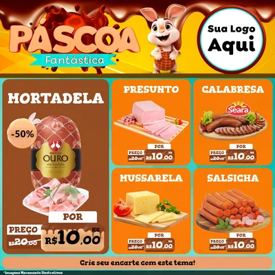 Modelo de Rede Social para Feed Facebook com o tema Páscoa Fantástica para Frios e Laticínios