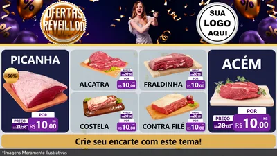 Modelo de TV para TV Horizontal com o tema Ofertas de Réveillon para Açougue