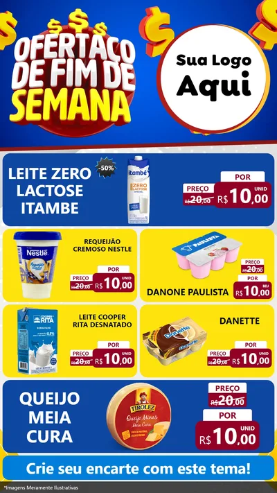 Modelo de TV para TV Vertical com o tema Ofertaço de Fim de Semana para Frios e Laticínios