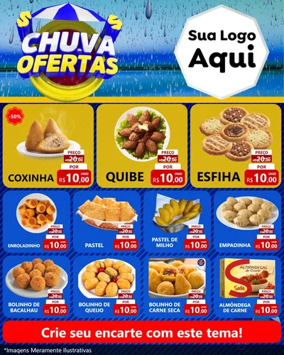 Modelo de Rede Social para Feed Instagram com o tema Chuva de Ofertas para Salgadaria