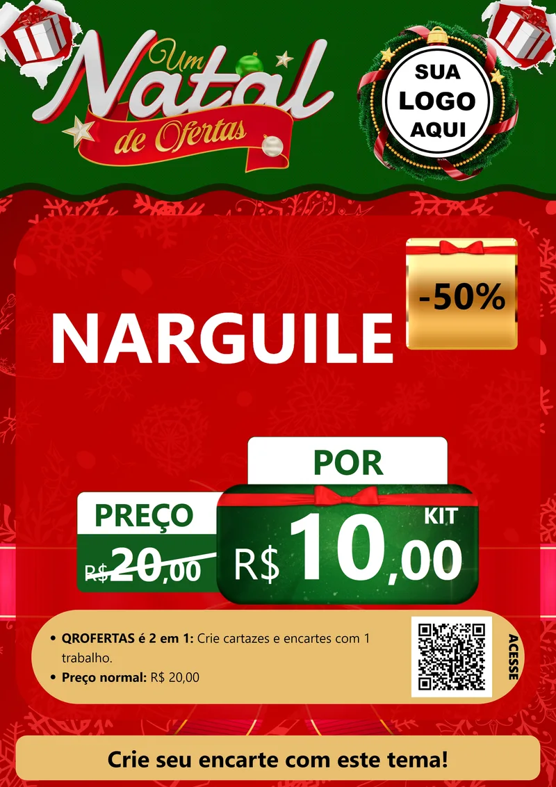 Modelo de Cartaz para Cartaz A4 Vertical com o tema Um Natal de Ofertas para Tabacaria