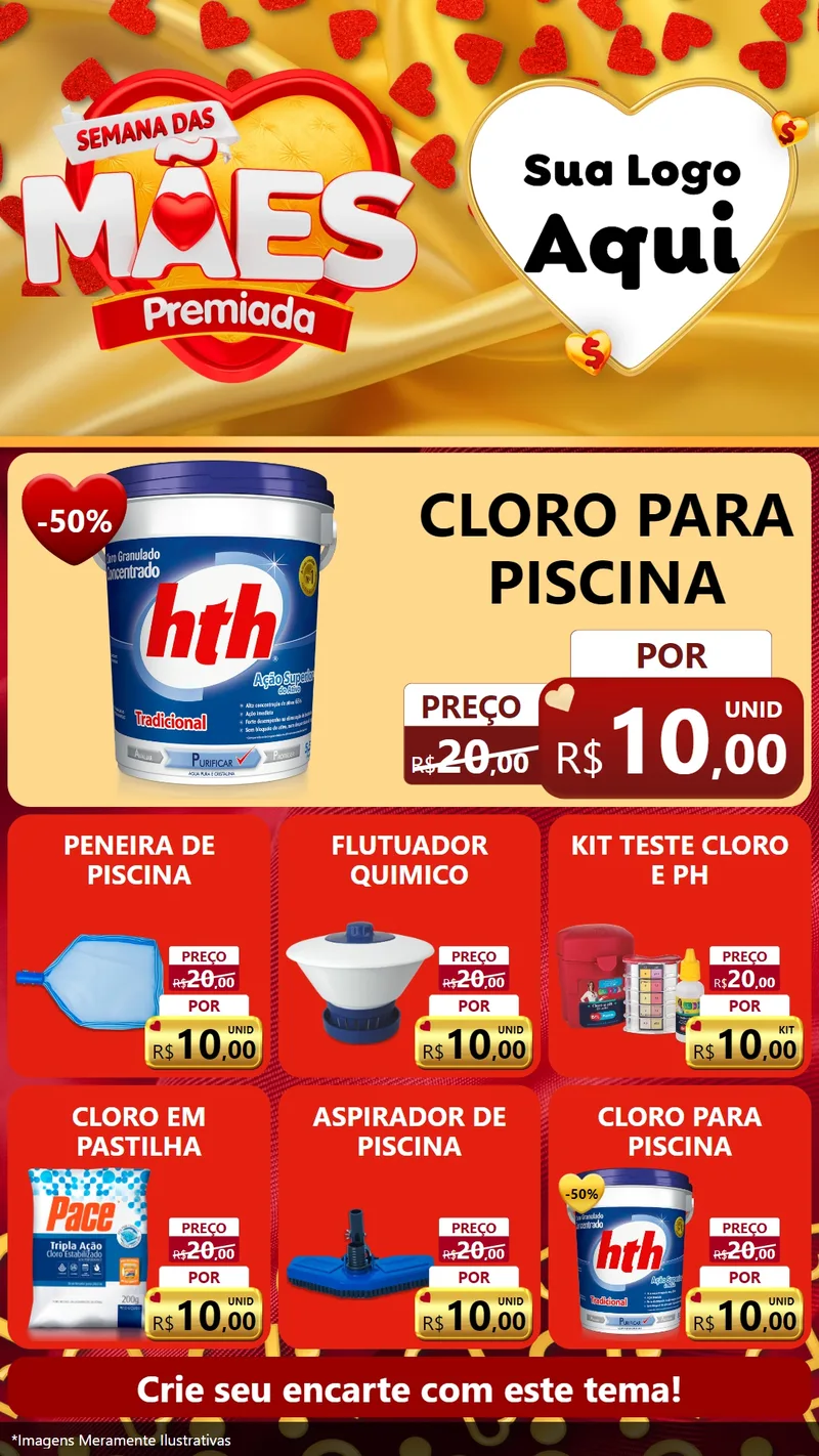 Modelo de Rede Social para Stories com o tema Semana das Mães Premiada para Produtos para Piscina