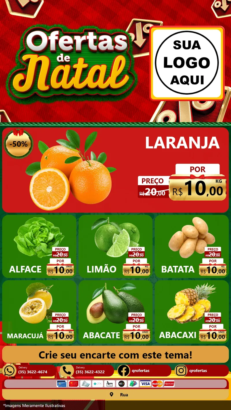 Modelo de Rede Social para Stories com o tema Ofertas de Natal para Hortifrúti