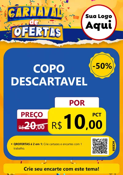 Modelo de Cartaz para Cartaz A4 Vertical com o tema Carnaval de Ofertas para Embalagens