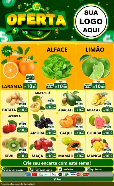 Modelo de Encarte para Encarte Grande com o tema Oferta para Hortifrúti
