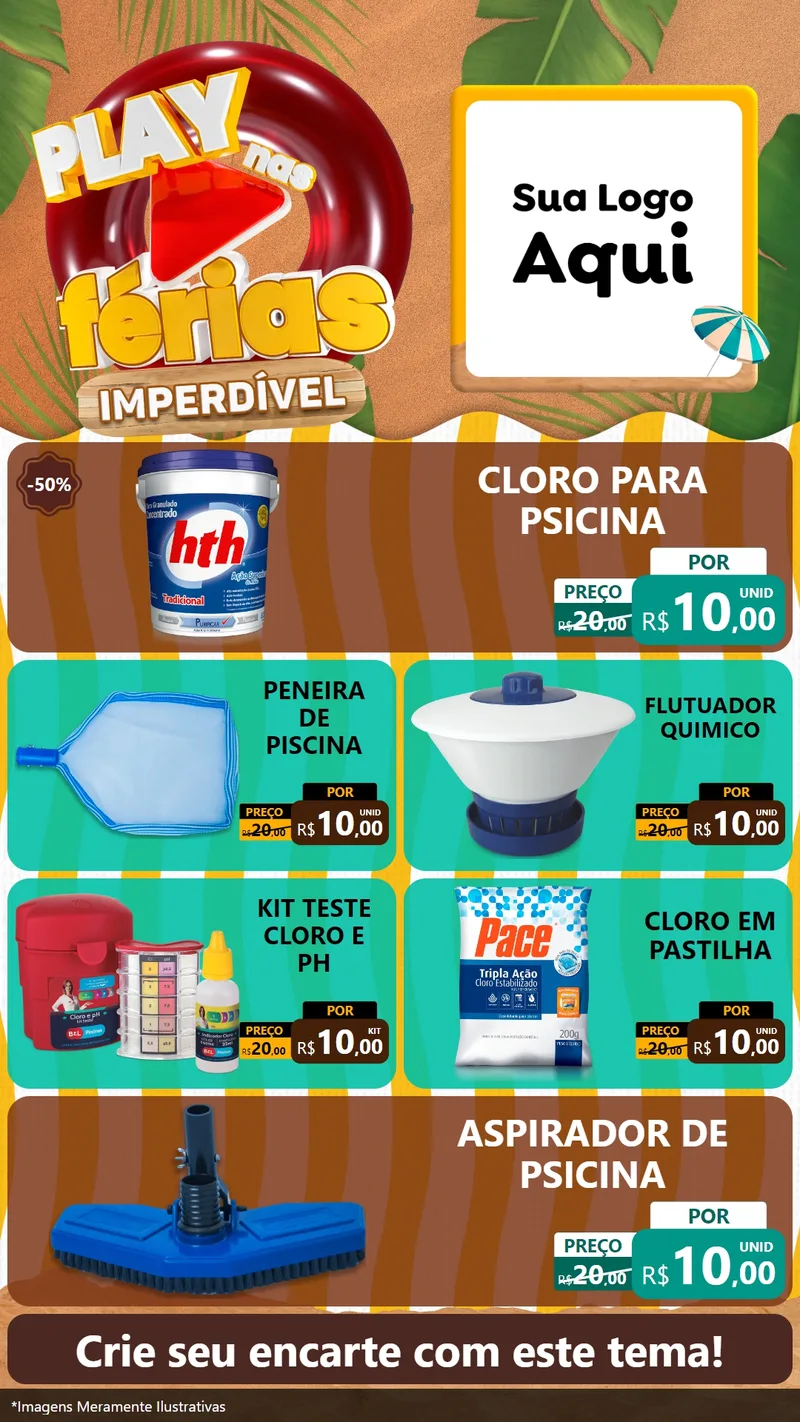 Modelo de TV para TV Vertical com o tema Play Nas Férias Imperdível para Produtos para Piscina