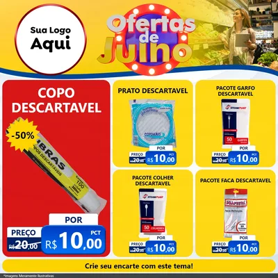 Modelo de Rede Social para Feed Facebook com o tema Ofertas de Julho para Embalagens