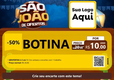 Modelo de Cartaz para Cartaz A4 Horizontal com o tema São João Ofertas Imbatíveis! - Junina para Agropecuária