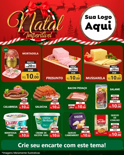 Modelo de Rede Social para Feed Instagram com o tema Natal Imperdível para Frios e Laticínios