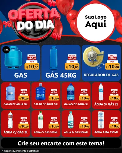 Modelo de Rede Social para Feed Instagram com o tema Oferta do Dia para Água e gás