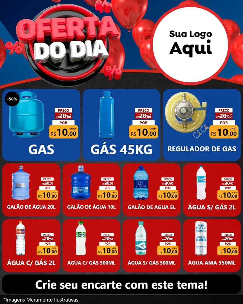 Modelo de Rede Social para Feed Instagram com o tema Oferta do Dia para Água e gás