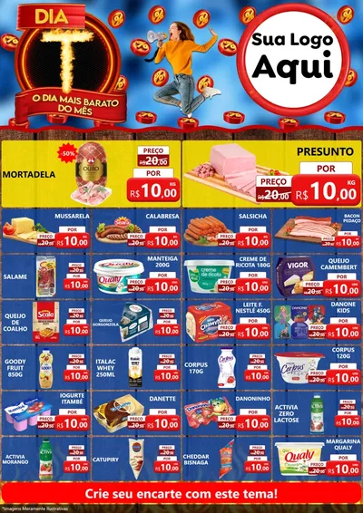 Modelo de Encarte para Encarte A4 Vertical com o tema Dia T - O Dia Mais Barato Do Mês para Frios e Laticínios