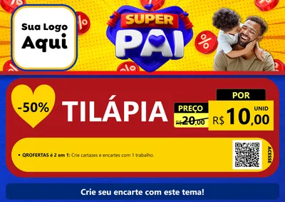 Modelo de Cartaz para Cartaz A4 Horizontal com o tema Super Pai para Peixaria