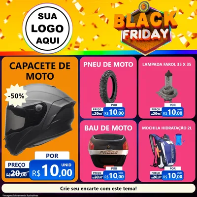 Modelo de Rede Social para Feed Facebook com o tema Black Friday para Moto peças
